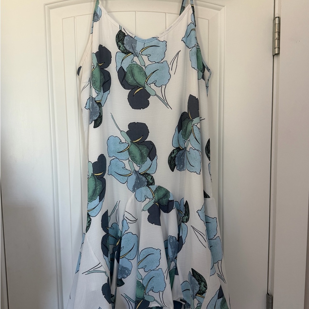 Entro Floral Midi Dress - Blue and Green